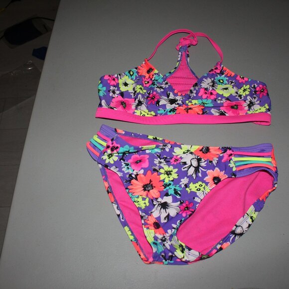 Multi Color 2 Pcs Justice Bikini Swimsuit Size 16 - Picture 1 of 10